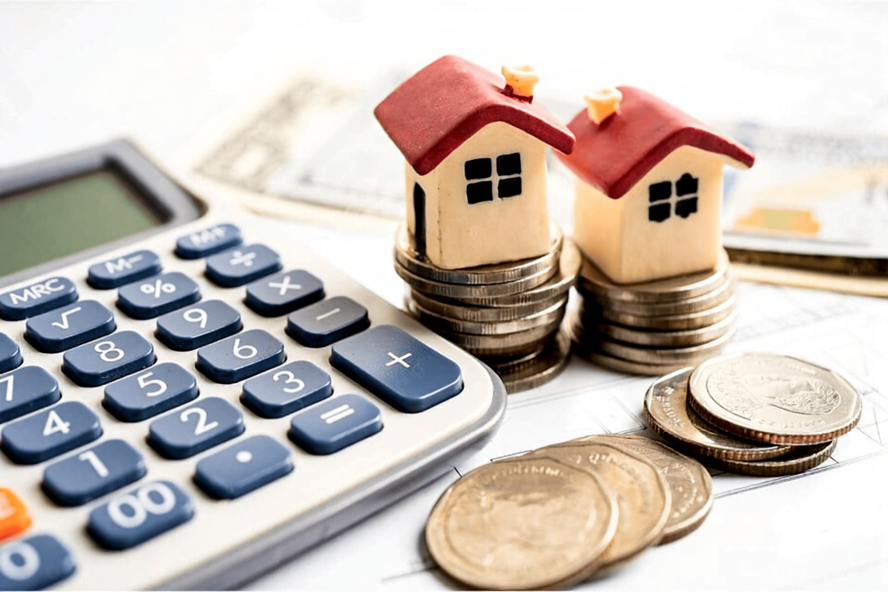 Calculator and coins symbolizing using home equity for HELOC debt consolidation