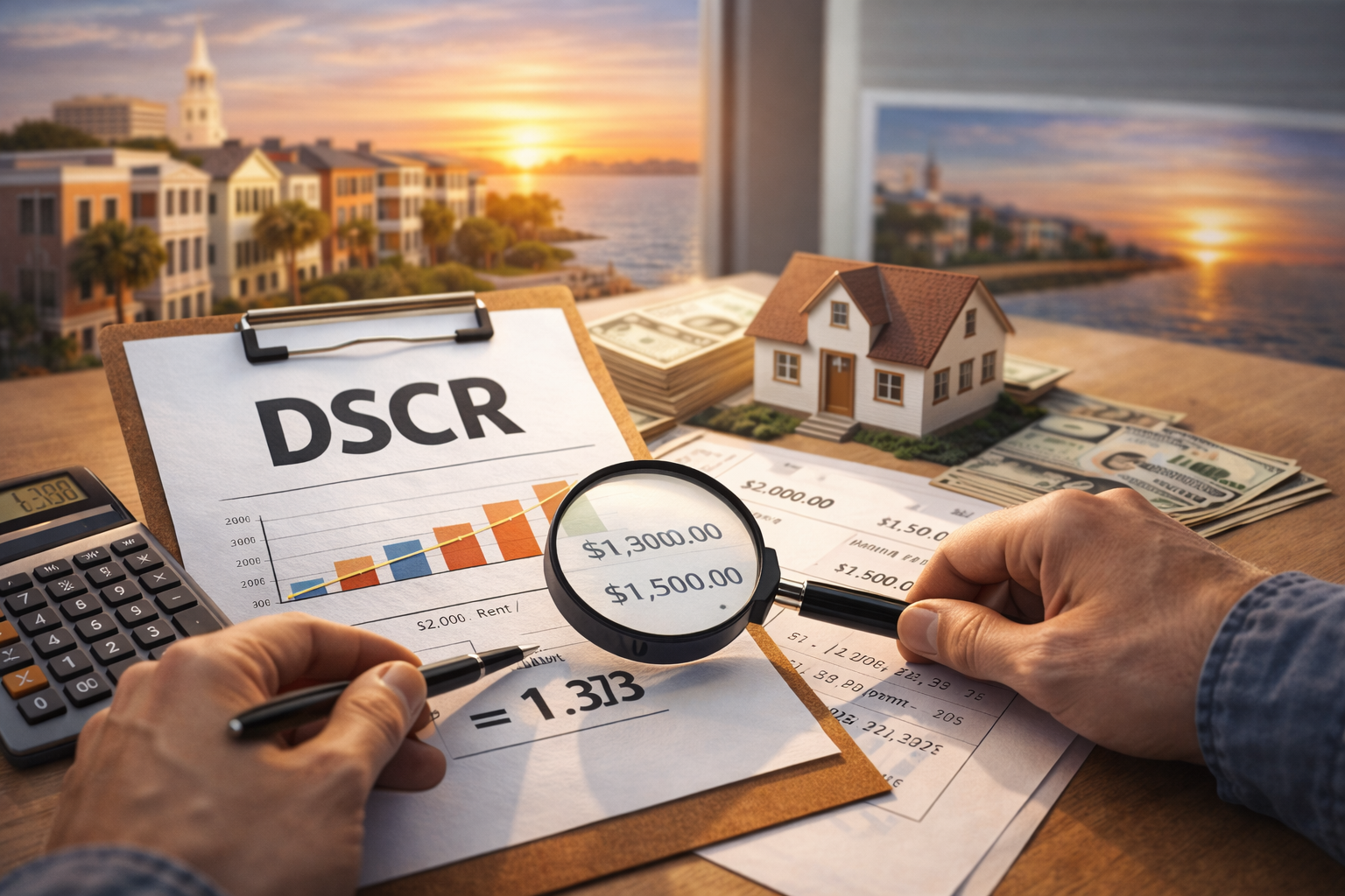 Investor reviewing rental refinance numbers and DSCR cash flow coverage for a South Carolina investment property.